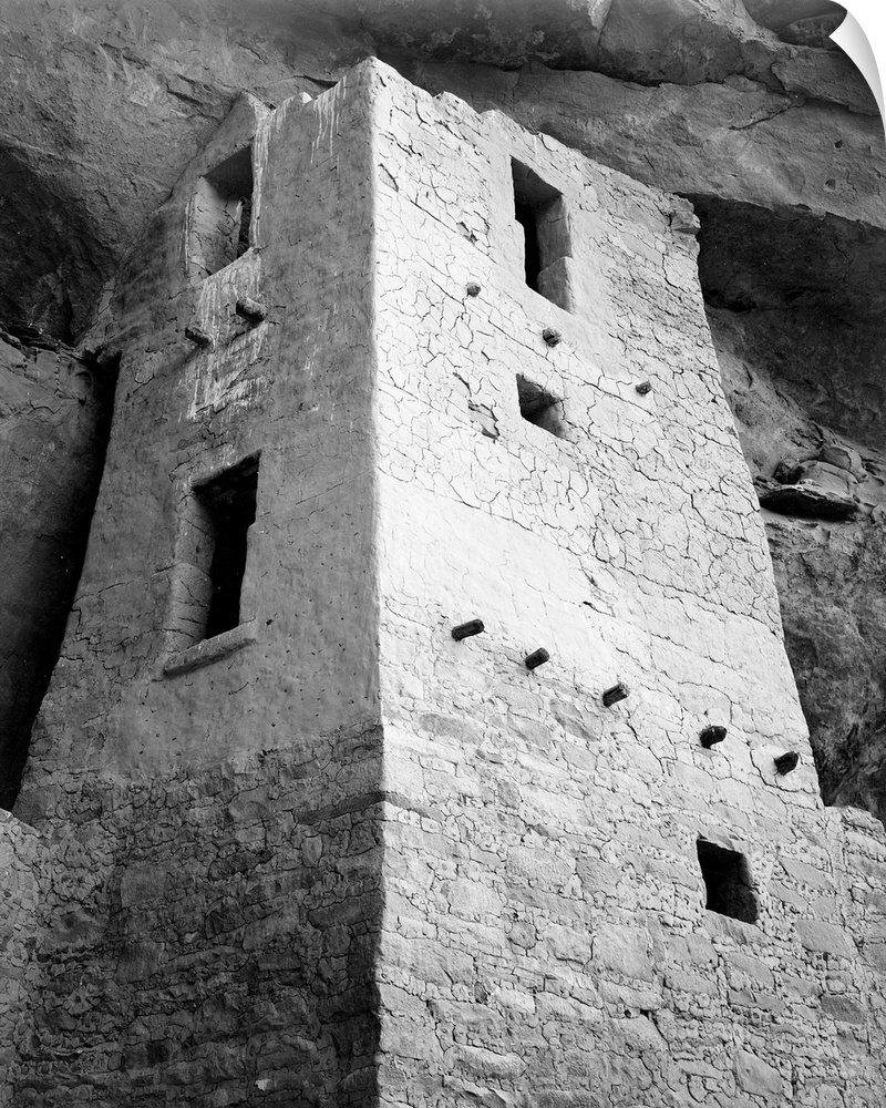 Cliff Palace, Mesa Verde National Park, vertical of tower, taken from above.