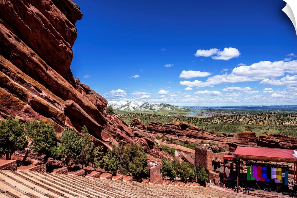 View of Colorado's great plains and Creation rock from Red Rocks Amphitheatre.