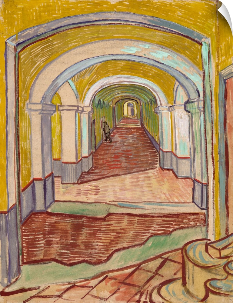 This haunting view of a sharply receding corridor is the artist's most powerful depiction of the asylum of Saint-Paul-de-M...