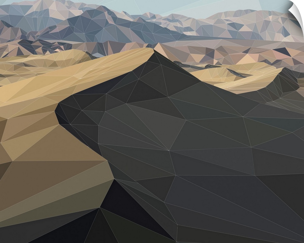 Dunes in Death Valley, California, rendered in a low-polygon style.