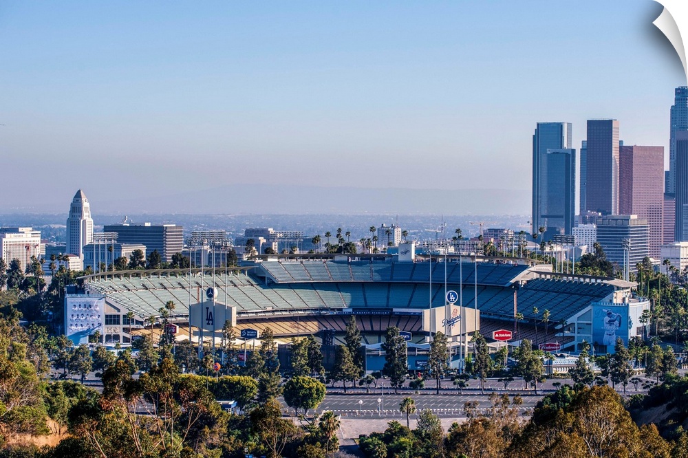 A view of Dodger Stadium in Los Angeles, California.