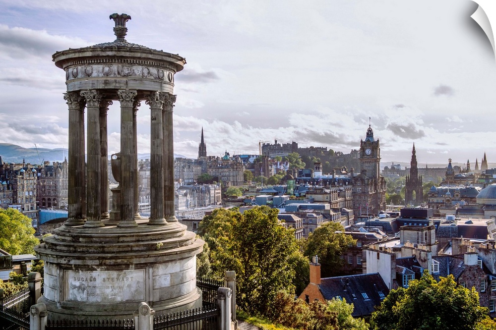 Photograph of the Dugald Stewart Monument, a memorial to the Scottish philosopher Dugald Stewart, on Calton Hill overlooki...