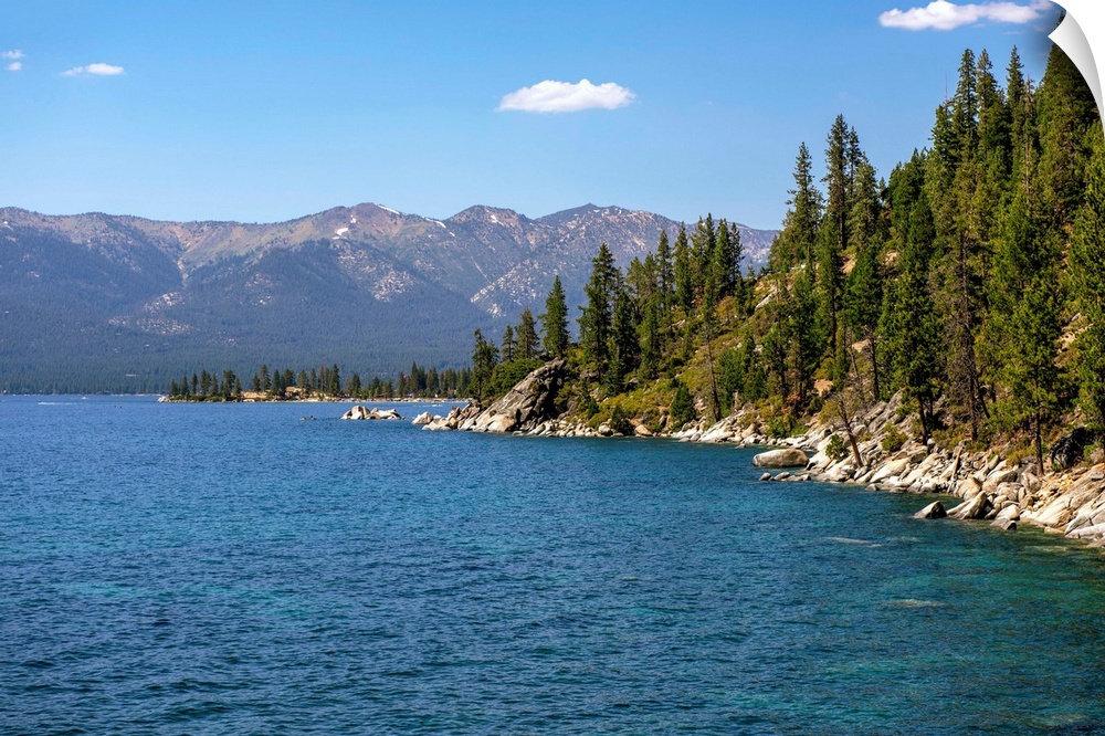 View of eastern shore of Lake Tahoe in California and Nevada.