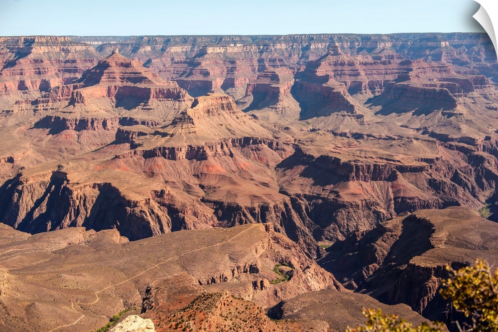 Elevated view of geological formations in Grand Canyon National Park, Arizona.