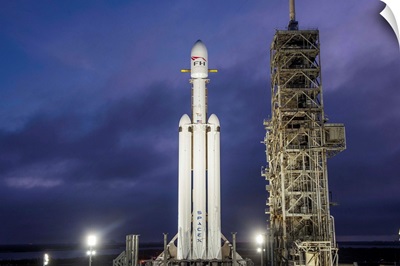 Falcon Heavy Launch Vehicle At Night, Kennedy Space Center, Florida