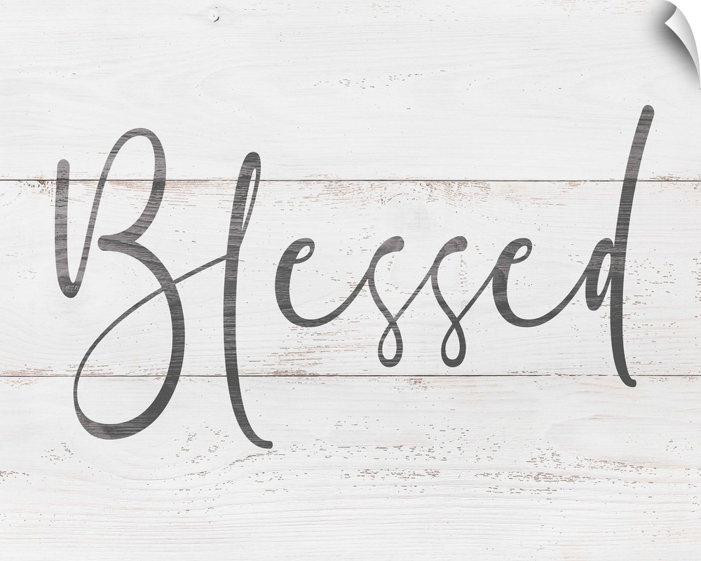 A simple, single word sentiment in grey on a rustic white board background, perfect for a country or farmhouse decor style.