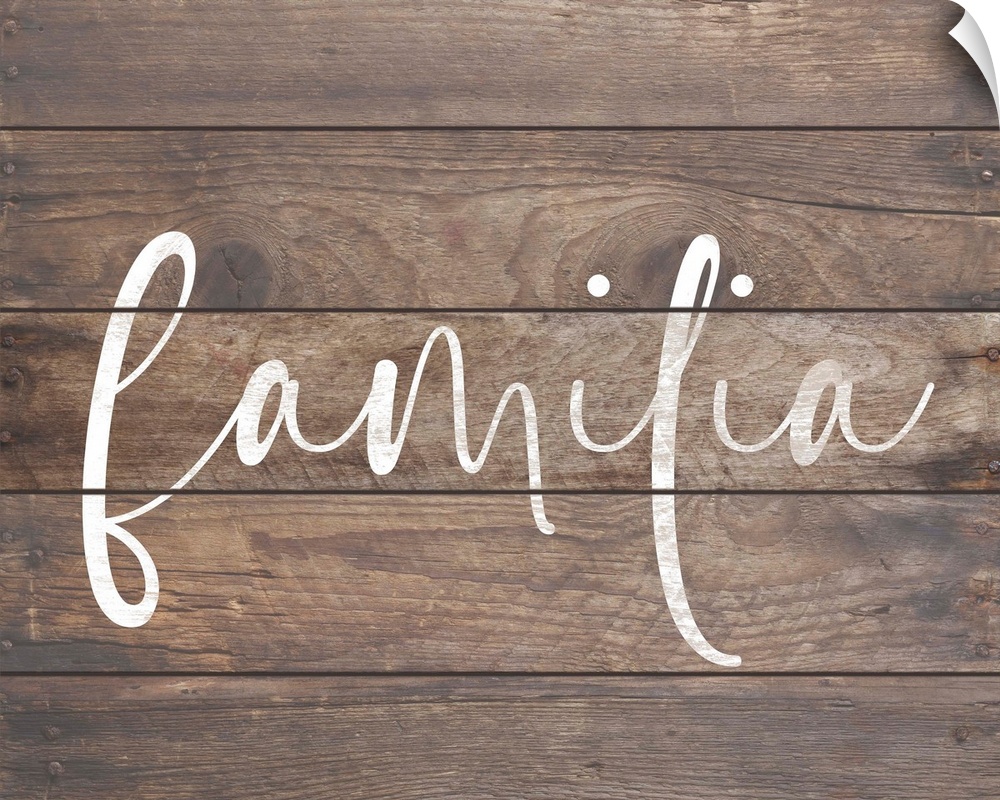 A simple, single word sentiment in white on a rustic board background, perfect for a country or farmhouse decor style.