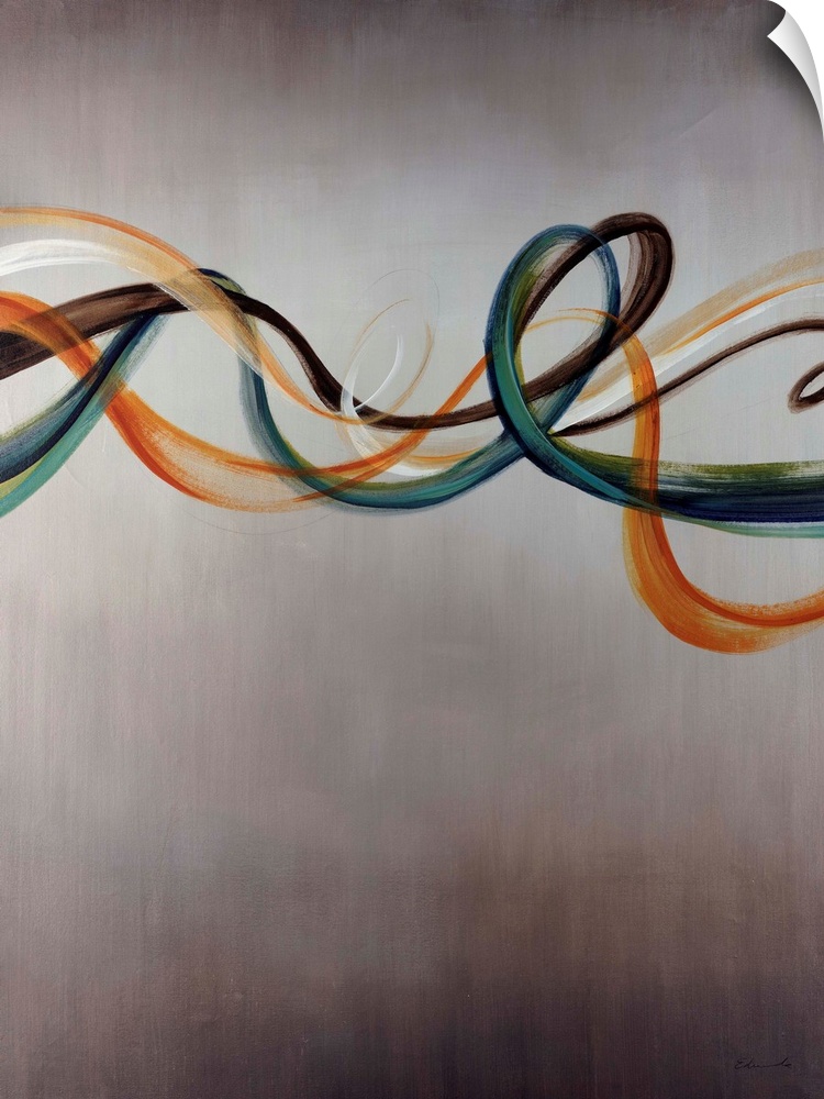 Giant abstract art displays a set of five horizontal lines blowing through the wind. Artist uses lots of curved lines to d...