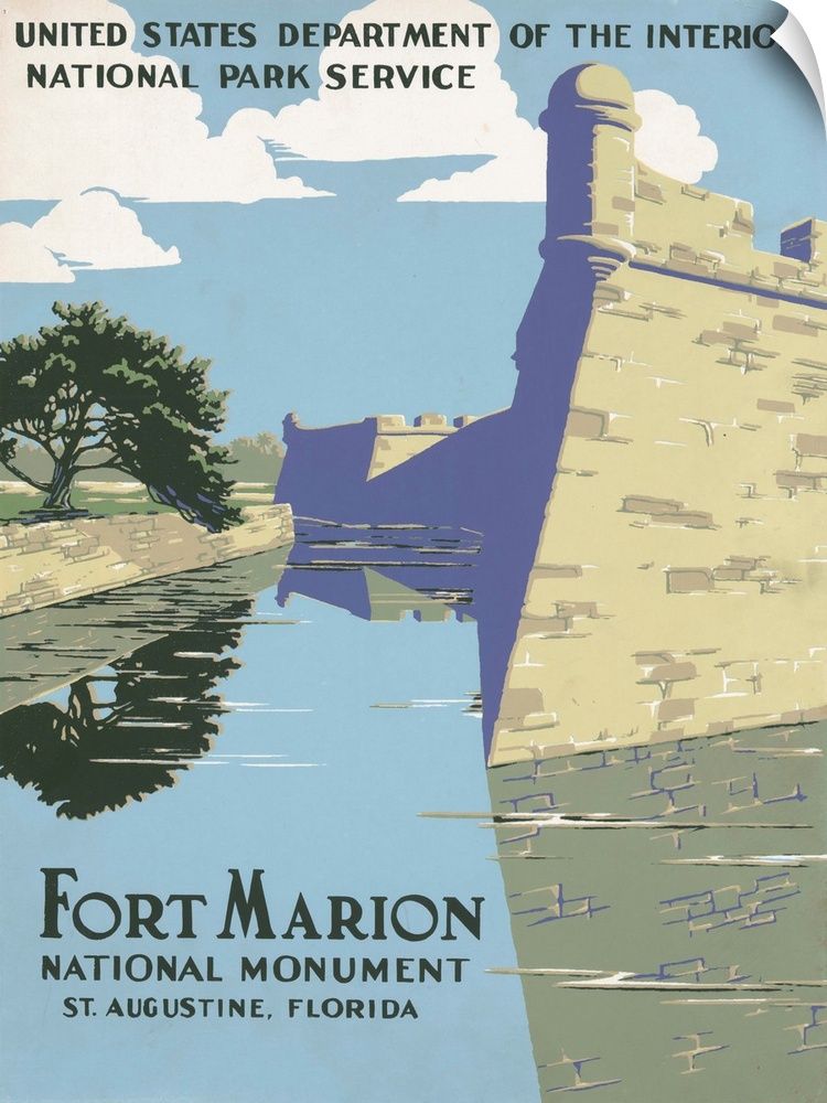 Fort Marion National Monument, St. Augustine, Florida. Poster shows view of Fort Marion (Castillo de San Marcos). Library ...