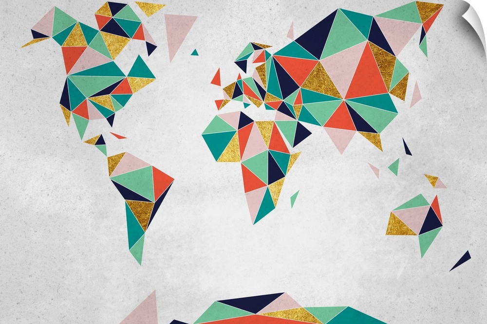 Large geometric abstract illustrated map of the World.