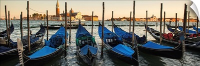 Gondolas at Golden Hour, Piazza San Marco, Venice, Italy - Panoramic
