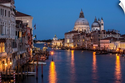 Grand Canal and The Salute at Night, Venice, Italy