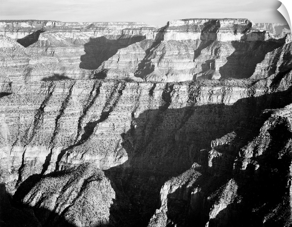 Grand Canyon from N. Rim, 1941, closer view of cliff formation.