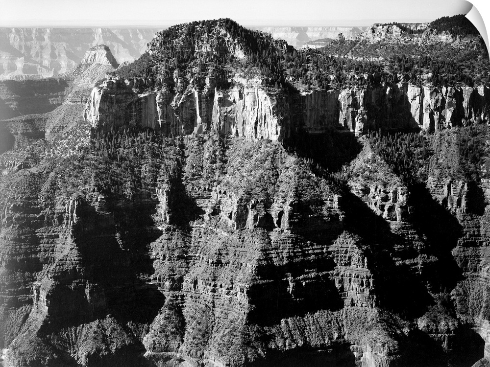Grand Canyon National Park, close in panorama taken from opposite of cliff formation, high horizon.