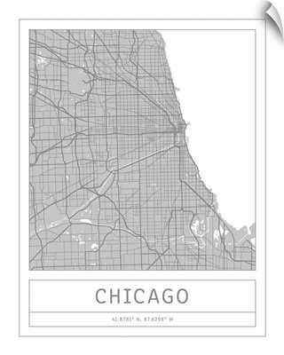 Gray Minimal City Map Of Chicago