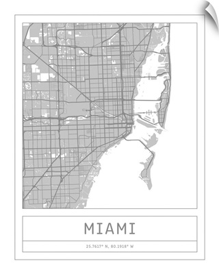 Gray Minimal City Map Of Miami