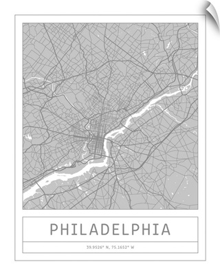 Gray Minimal City Map Of Philadelphia