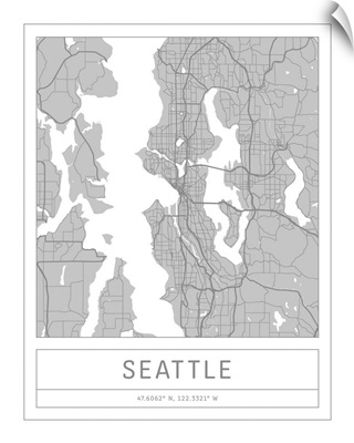 Gray Minimal City Map Of Seattle