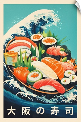 Great Sushi Wave - Retro Food Advertising Poster