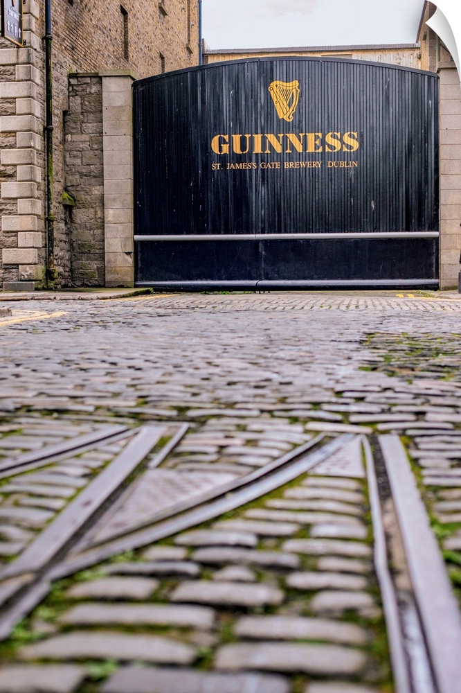 Photograph of the entrance gate into the Guinness factory in Dublin.