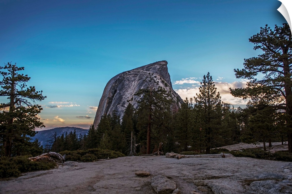 View of Half Dome after sunset in Yosemite National Park, California.