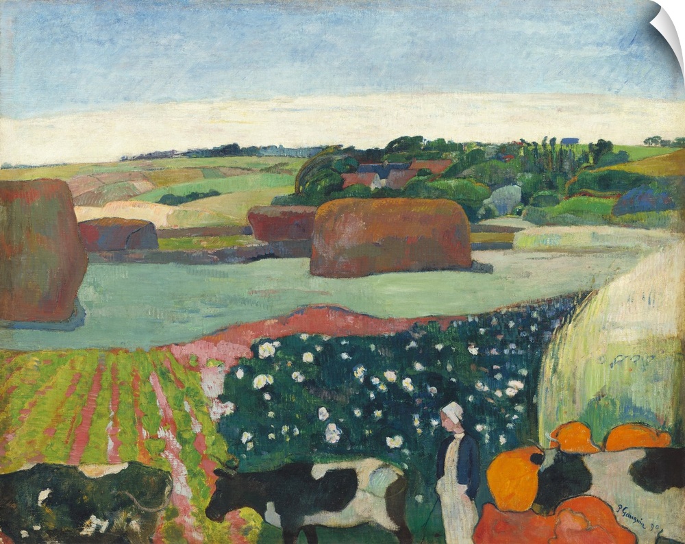 Haystacks in Brittany (1890) by Paul Gauguin.