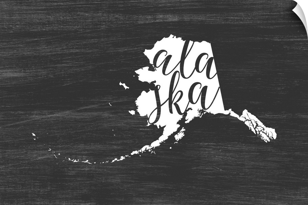 Alaska state outline typography artwork.