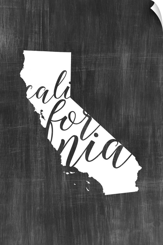 California state outline typography artwork.