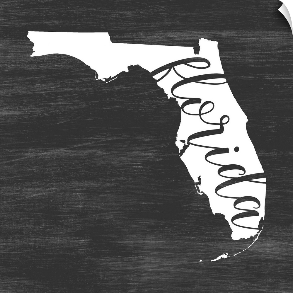 Florida state outline typography artwork.