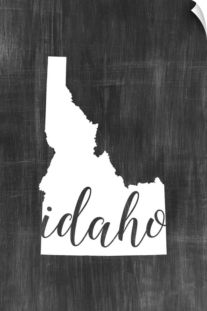 Idaho state outline typography artwork.