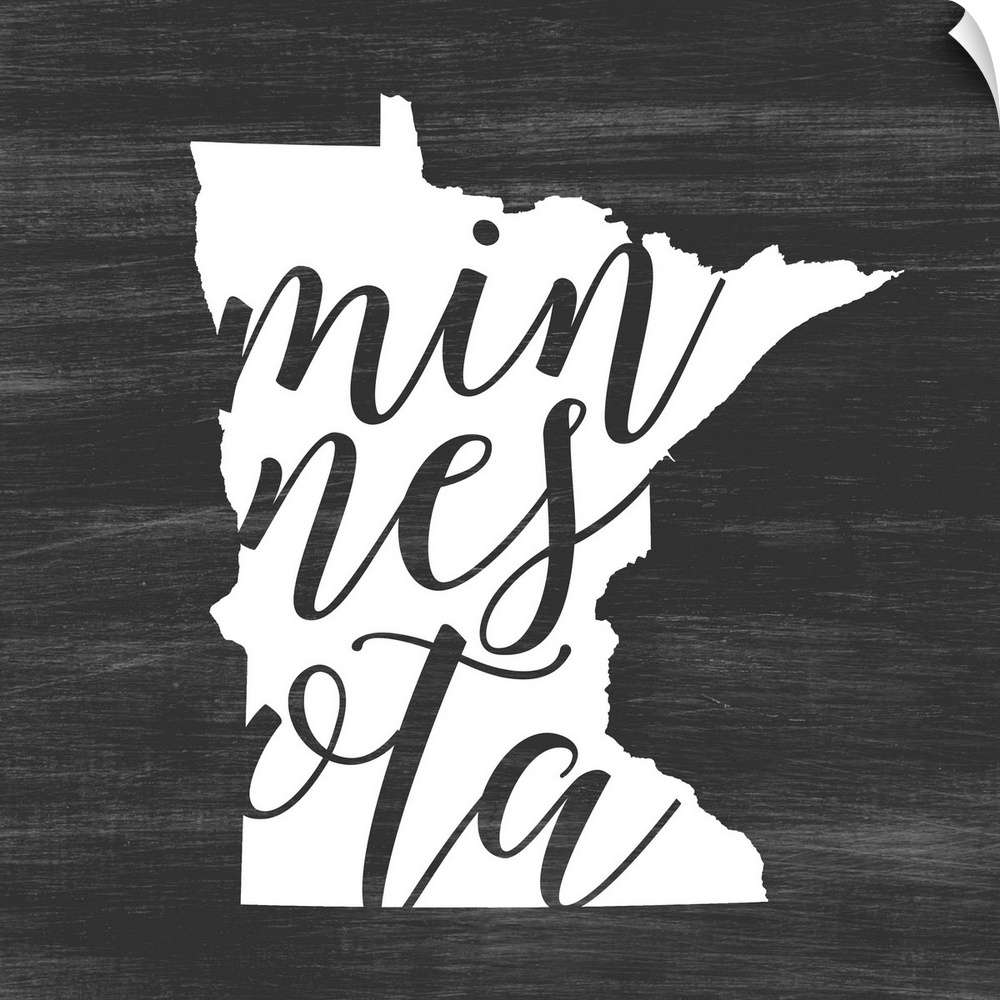 Minnesota state outline typography artwork.
