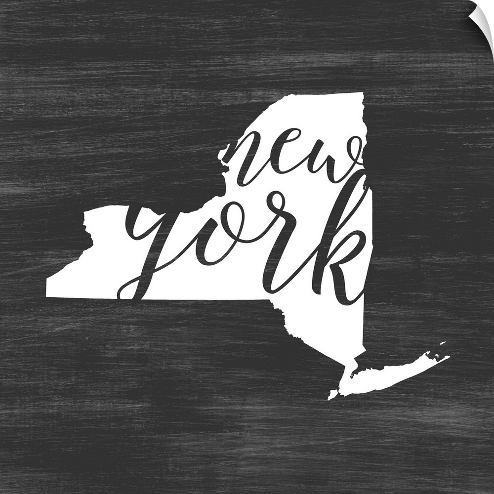New York state outline typography artwork.