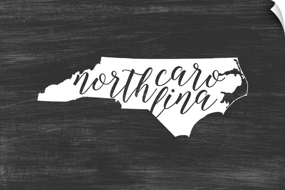 North Carolina state outline typography artwork.