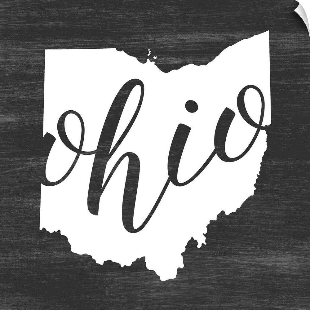 Ohio state outline typography artwork.