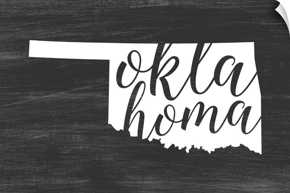 Oklahoma state outline typography artwork.
