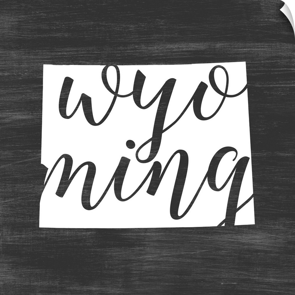 Wyoming state outline typography artwork.