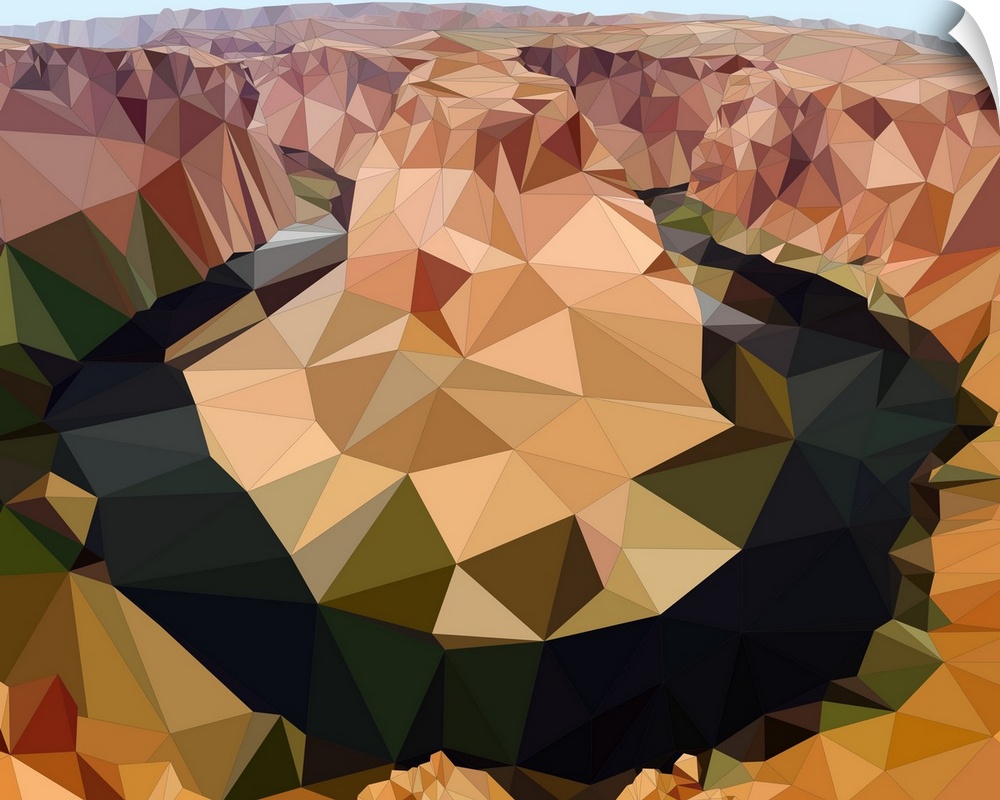 The Colorado River at Horseshoe Bend, Arizona, rendered in a low-polygon style.