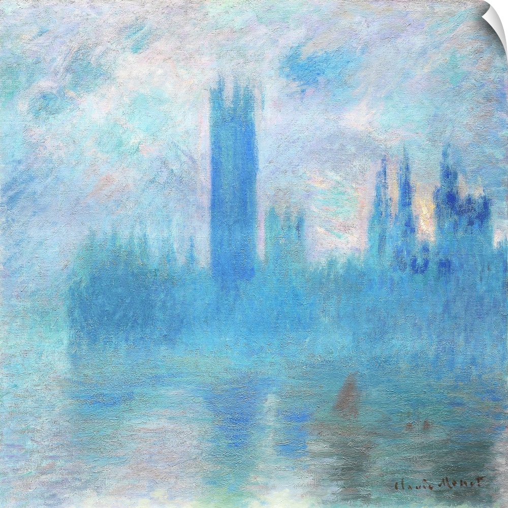 During his London campaigns, Claude Monet painted the Houses of Parliament in the late afternoon and at sunset from a terr...