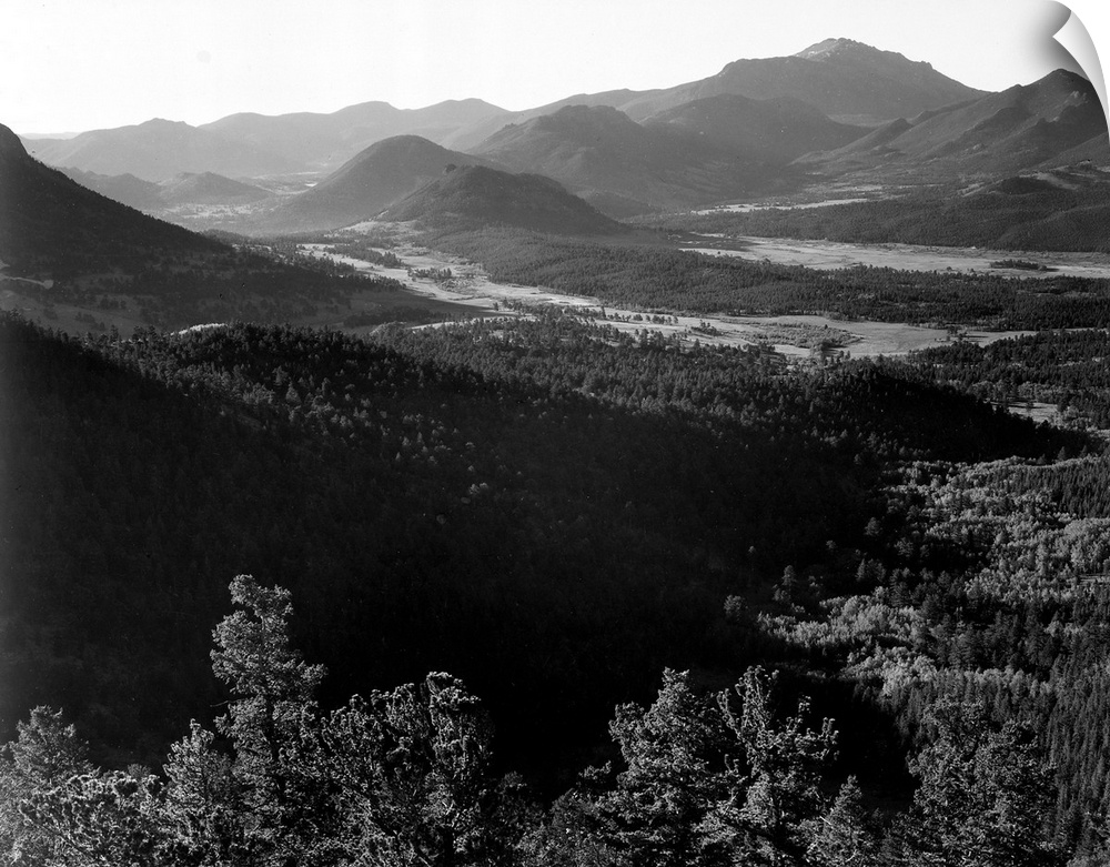 In Rocky Mountain National Park, valley surrounded by mountains.