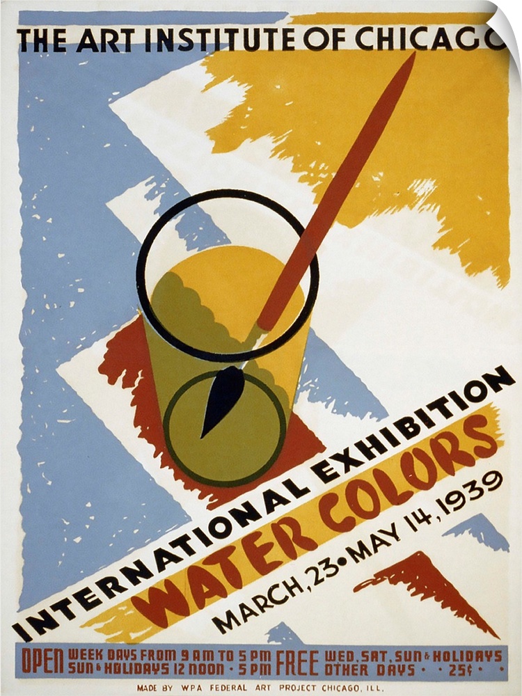 International Exhibition of Water Colorsm The Art Institute of Chicago. March 23 - May 14 1939. Poster for exhibit of wate...