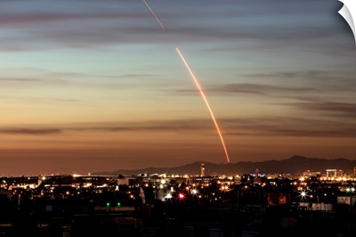 Iridium-4 Mission Rocket Trail At Sunset, Near Vandenberg Air Force Base, California
