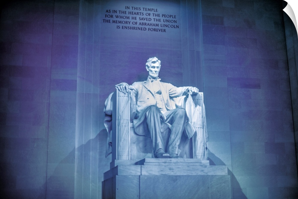 View of the Abraham Lincoln's statue in the Lincoln Memorial located in Washington DC.