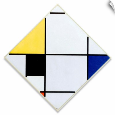 Lozenge Composition with Yellow, Black, Blue, Red, and Gray
