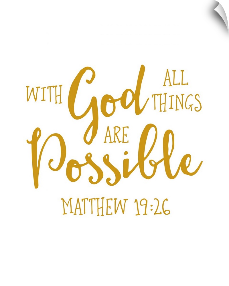 Handlettered Bible verse reading With God all things are possible.