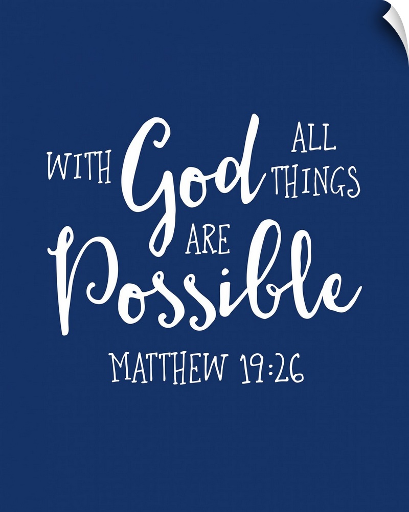 Handlettered Bible verse reading With God all things are possible.