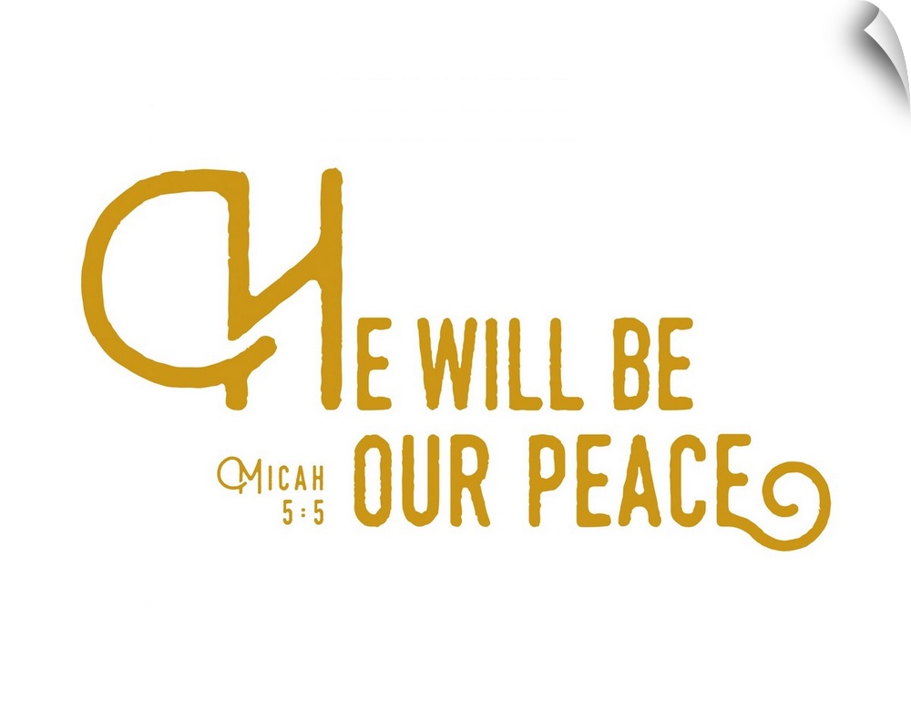 Handlettered Bible verse reading He will be our peace.