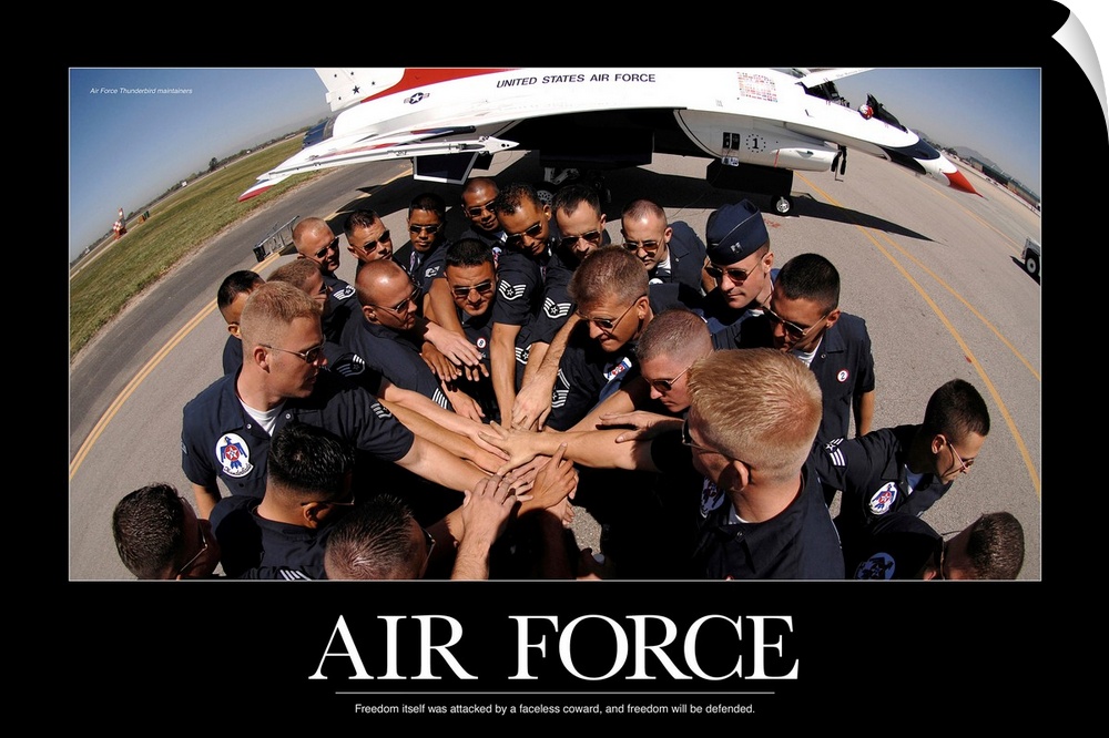 Military Poster: Air Force Thunderbird maintainers bring it in for a cheer