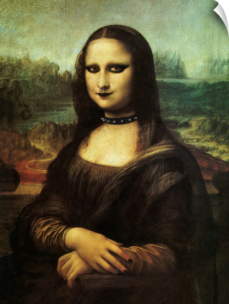 A version of the Mona Lisa by Leonardo da Vinci, in modern gothic dress.