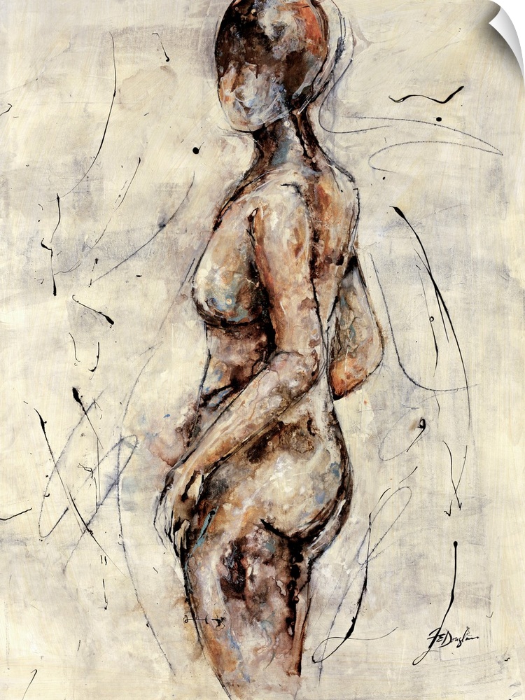 Contemporary abstract painting of woman's figure void of any intricate details.