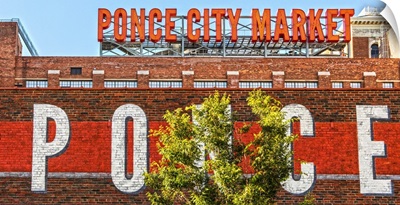 Neon letters and a mural at Ponce City Market in Atlanta, Georgia